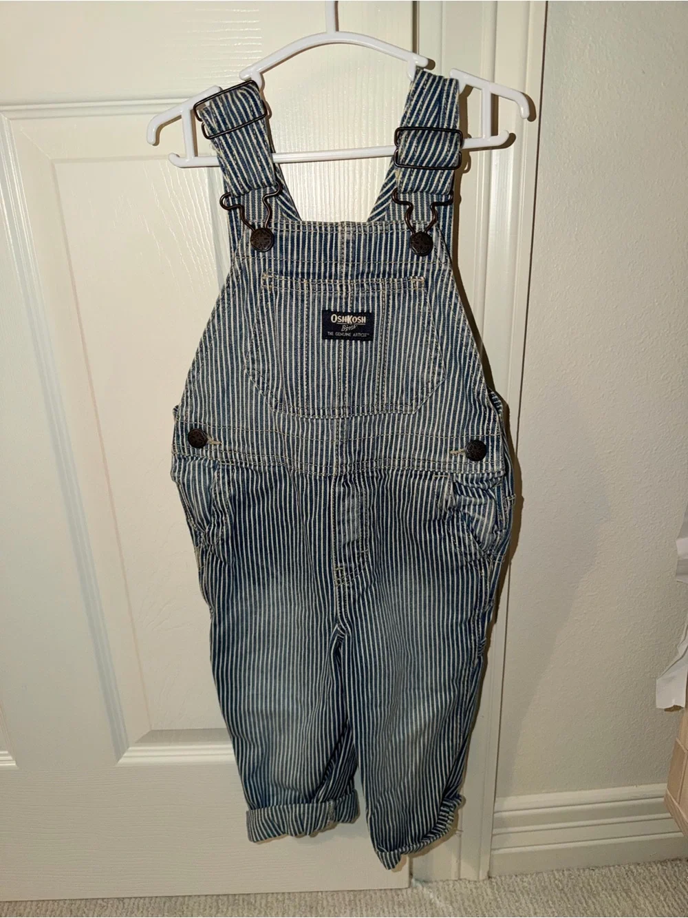 OshKosh B'gosh Blue and White Pinstripe Overalls for Kids